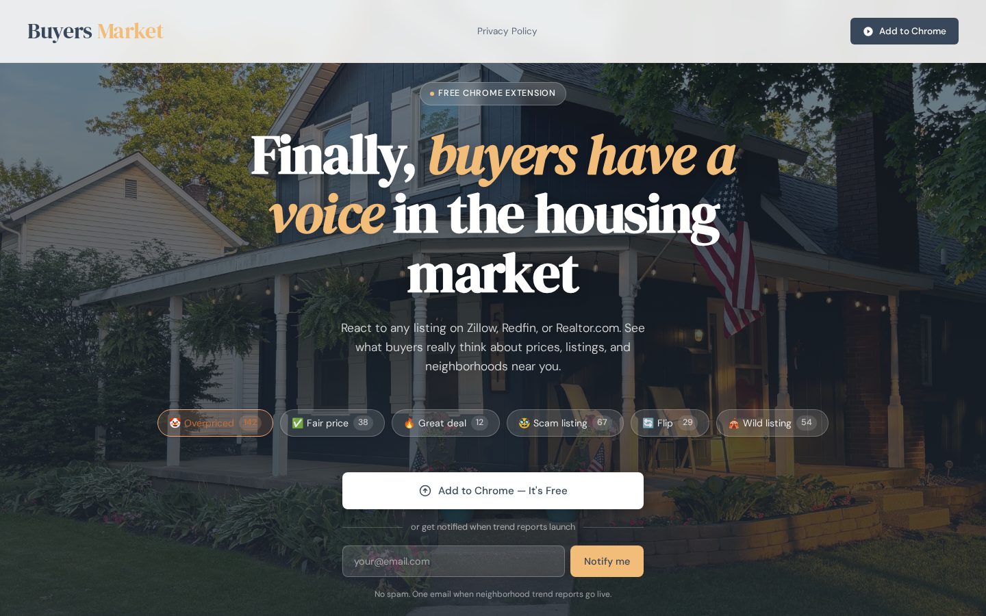 Buyers Market homepage captured from the original product website