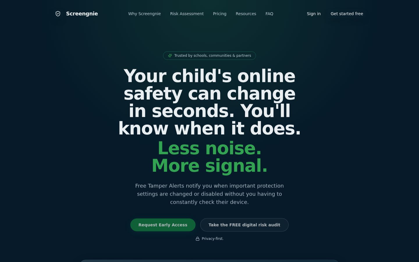 Screengnie homepage captured from the original product website
